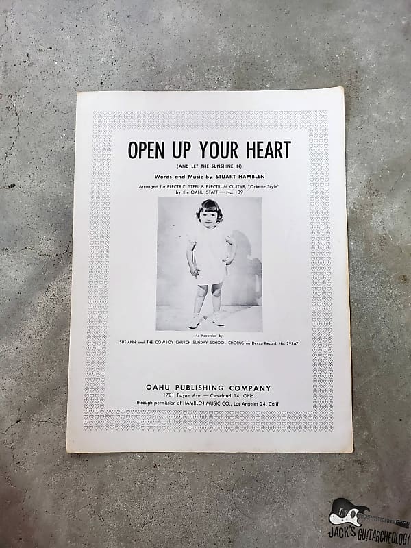 Oahu Publications "Open Up Your Heart" Stuart Hamblen Sheet Music (1950s) image 1