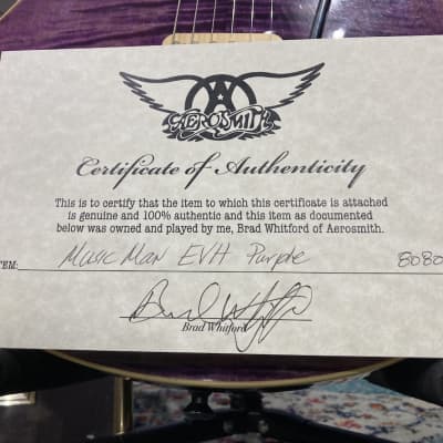 Music Man Brad Whitford’s Gift From Eddie Van Halen, Aerosmith, EVH (#127) 1991 Purple image 7