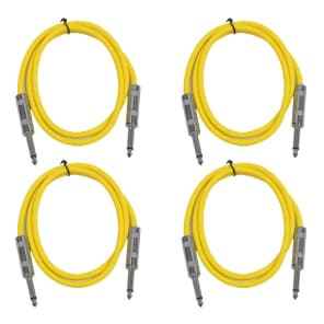 Seismic Audio SASTSX-3-4YELLOW 1/4" TS Male to 1/4" TS Male Patch Cables - 3' (4-Pack)