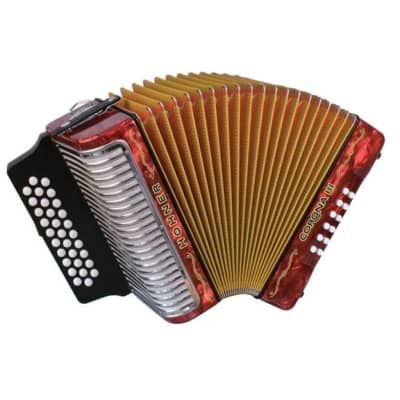 Hohner Hohner Button Accordion Corona III  ADG, With Gig Bag And Straps, Red red image 2