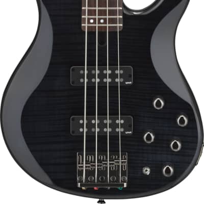 Yamaha TRBX604FM 4-String Flamed Maple Bass Guitar, Translucent Black image 2