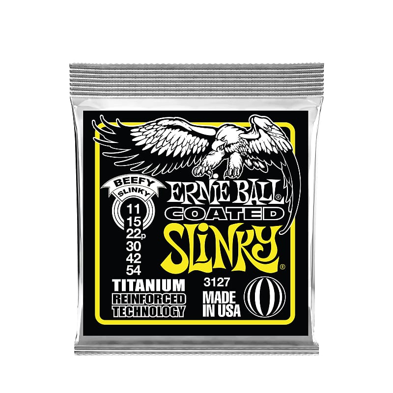 Ernie Ball Beefy Slinky Coated Titanium RPS Electric Guitar Strings 11-54 Gauge image 1