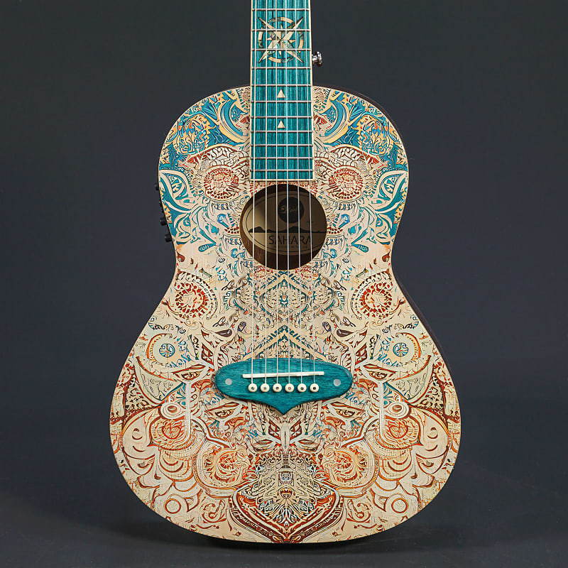 Lindo Sahara Nylon Strings Electro Acoustic Travel Guitar | BS3M Mic Piezo Blend Preamp / LCD / EQ / Tuner | Nautical Star 12th Fret Inlay | Graphic Art Finish | 20th Anniversary Special Edition image 1