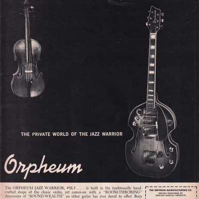 ORPHEUM VIOLIN GUITAR TEISCO MATSUMOKU 1967 VINTAGE FULL PAGE AD for sale