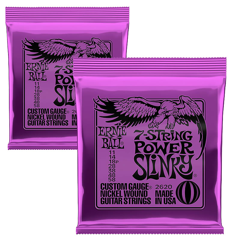 Ernie Ball 2620 Power Slinky 7String Electric Guitar Strings Reverb