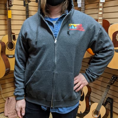 Mill River Music Zip Hoodie 1st Edition Main Logo Unisex Charcoal Heather 3XL image 2