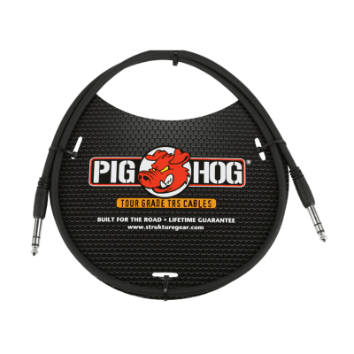 New - Pig Hog 8mm 3 Foot FT 1/4" TRS Balanced Stereo to 1/4" TRS Cable Plug PTRS03 image 1