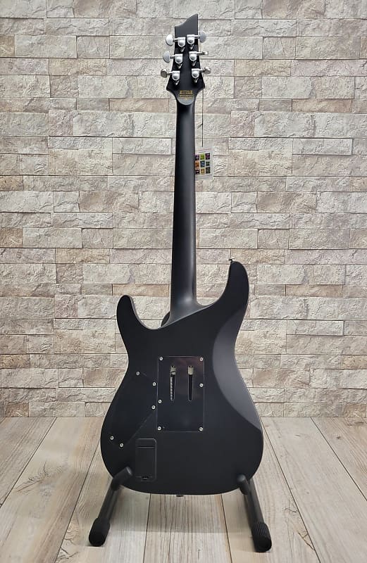 Schecter #1183 Satin Black Damien Platinum 6 Floyd Rose With Schecter #1183 Satin Black Damien Platinum 6 Floyd Rose With
