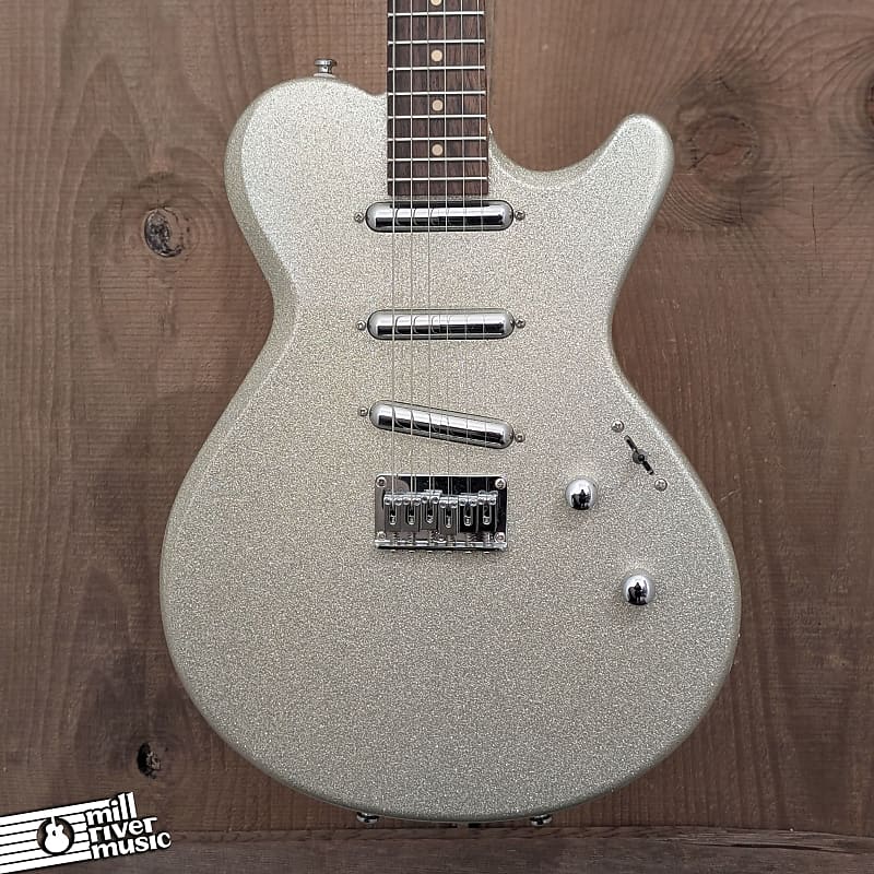 Rogue Lipstick Electric Guitar Silver Sparkle Used