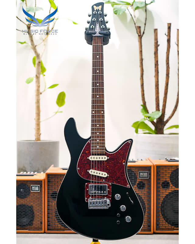 Fodera Emperor Standard Classic Guitar HSS-Black w/Tortoise PG, Indian Rosewood FB & Black Headstock image 1
