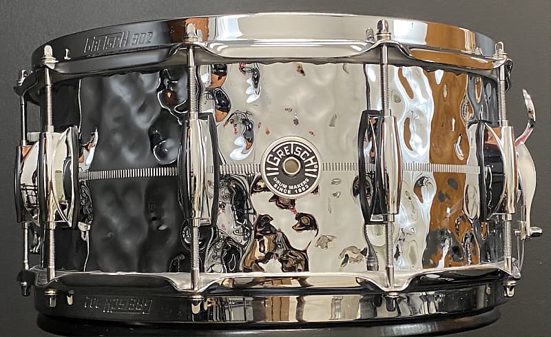 Gretsch GB4164HB 6.5x14" Brooklyn 10-lug Snare Drum - Hammered Chrome Over Brass image 1