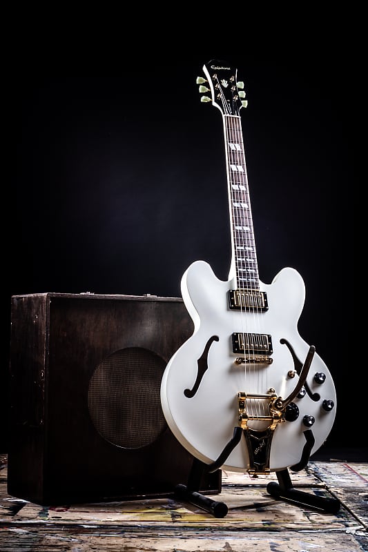 Very Rare Epiphone By Gibson ES-345 In White With Factory Bigsby And  Varitone