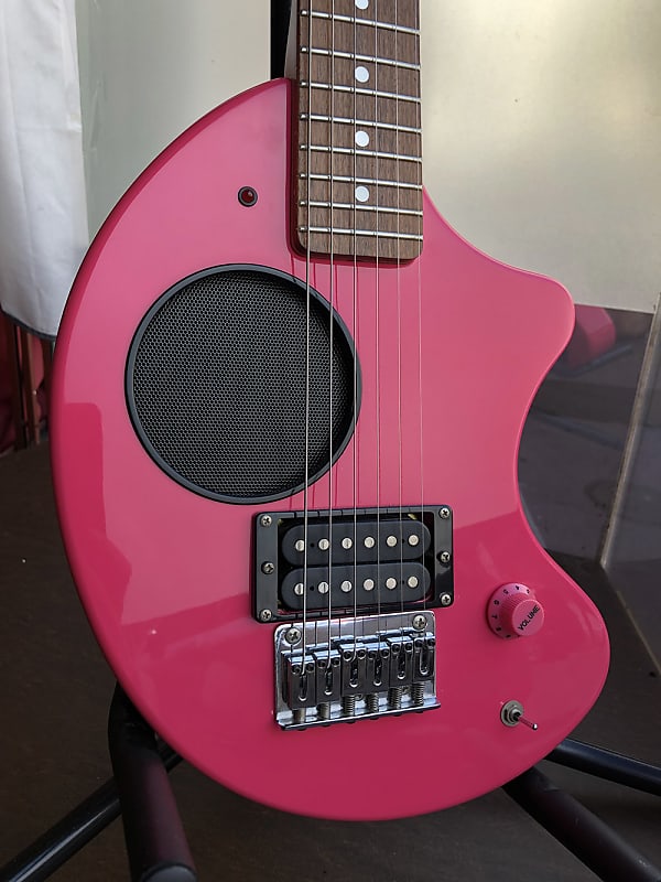 Fernandes ZO-3 Amplified Travel Guitar, Unplayed NOS, Bubble Gum Pink,  Custom Gig Bag.