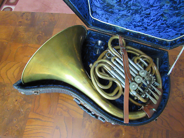 Rare Vintage Alexander Double French Horn Early 1900 Antique Brass in Original Case