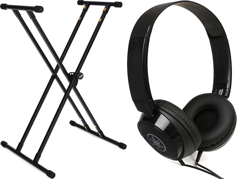 On-Stage KS8191 Bullet Nose Keyboard Stand with Lok-Tight Attachment  Bundle with Yamaha HPH-50B Closed-Back On-Ear Headphones image 1