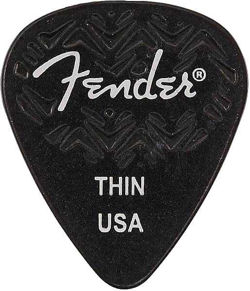 Fender 351 Shape Wavelength Celluloid Picks, Black, Thin (6) image 1