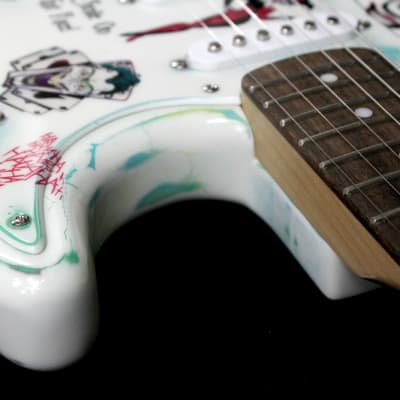 Custom Painted and Upgraded Fender Squier Stratocaster (Aged and Worn) With Graphics and Matching Headstock image 15