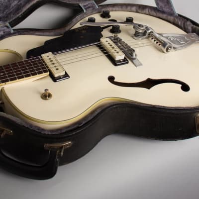 Guild  Starfire III White Thinline Hollow Body Electric Guitar (1964), ser. #28965, original black hard shell case. image 12