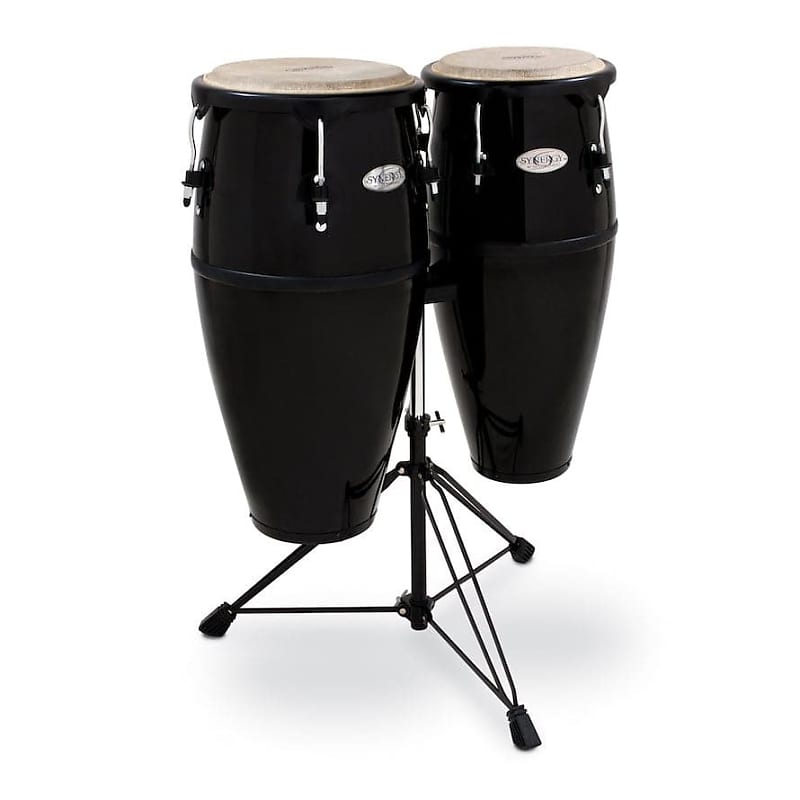 Toca Synergy Series Fiberglass Conga Set w/Stand Black Reverb