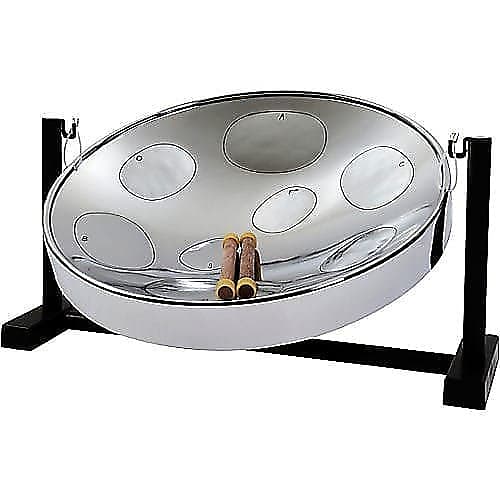 Panyard W1088 Jumbie Jam Chrome Steel Drum Pan Ready-To-Play-Kit w/ Table  Top Stand