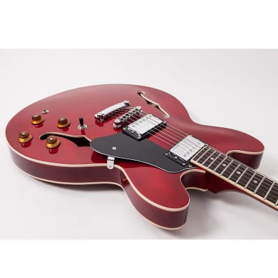 Vintage VSA500 ReIssued Semi-Hollow Electric Guitar Cherry Red *B-Stock* image 3