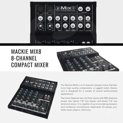 New Mackie Mix8 8-Ch Compact Mixer Constructed with A Durable Metal CH