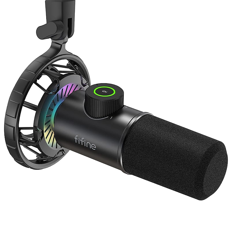 FIFINE K688 USB/XLR Dynamic Mic with Shock Mount, Touch-Mute, Headphon