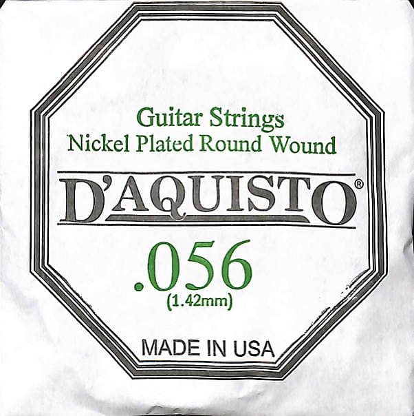 Five (5) - .056 Nickel Roundwound - D'Aquisto - Electric / Acoustic Guitar Strings image 1