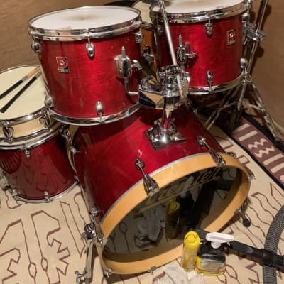 Premier Drums XPK Birch/Eucalyptus 3 ply shells. Solid, quality great sounding drums. 1990’S Red stain image 5