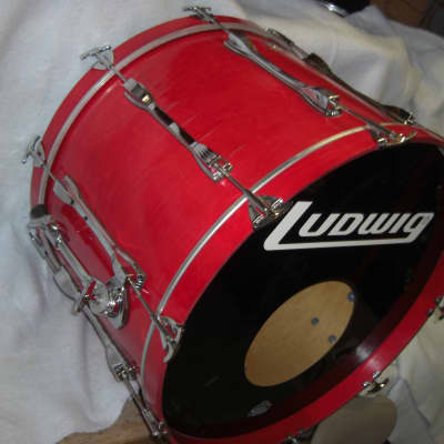 Ludwig Classic Maple 90s Flame Red Shadow Bass Drum 24X16, looks and sounds Great! image 10