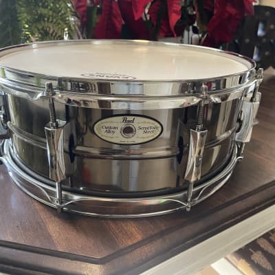 Used Pearl Sensitone Steel Snare Drum 14x5