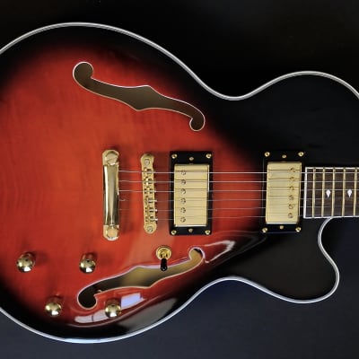 Bootlegger Guitar DeVille Archtop Hollow Body Red Burst OHSC Case image 6