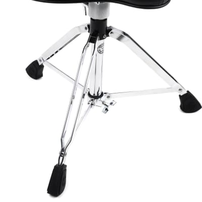 Roc-N-Soc Manual Spindle Drum Throne - Original Saddle Black  Bundle with Evans Genera HD Dry Drumhead - 14 inch image 3
