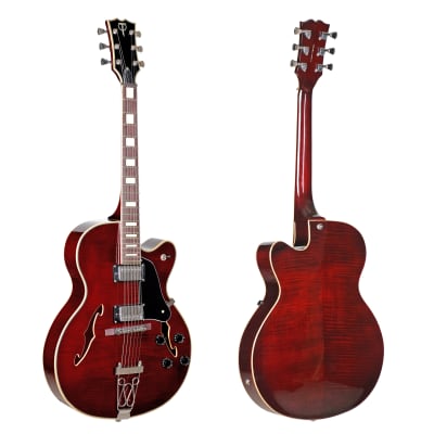 Teton F1433FMWR  Hollow Body Electric Guitar & Hard Case Flame Maple Wine Red image 4