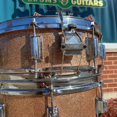1960s Rogers Holiday Drum Set w/ Snare Pink Champagne Pearl Sparkle 20/12/14/5x14 image 8