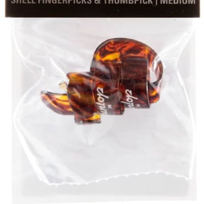 Dunlop 9010TP Shell Plastic Fingerpicks, Medium, 4/Player's Pack image 1