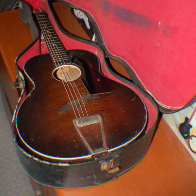 1930's Regal Kay Archtop Roundhole Acoustic Guitar Neck Reset Pro Setup Soft Shell Case image 11