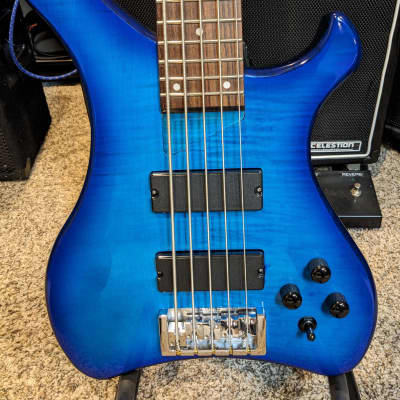 Harley Benton 5-String Marquess Bass | Flame Maple Top | Custom Wiring with 2x Push-Pull Pots | 35"-Scale 24-Fret 5-pc Maple/Walnut Neck image 16