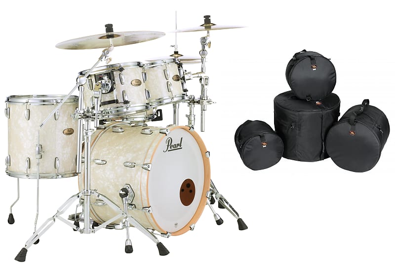 Pearl Session Studio Select Nicotine White Marine Pearl 20x14/10x7/12x8/14x14 Drums Shell Pack & GigBags Dealer image 1
