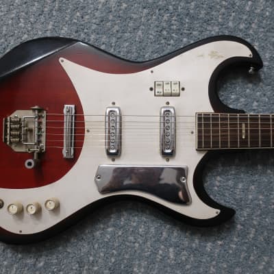 Vintage 1960s Teisco Kawai Wine Red Guitar MIJ Blues Machine Ry Cooder Hound Dog Taylor 3 PU Rare 24.5 scale image 2
