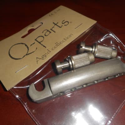 Q Parts Aged Collection Bar Tailpiece For Vintage Les Paul   Distressed Nickel for sale