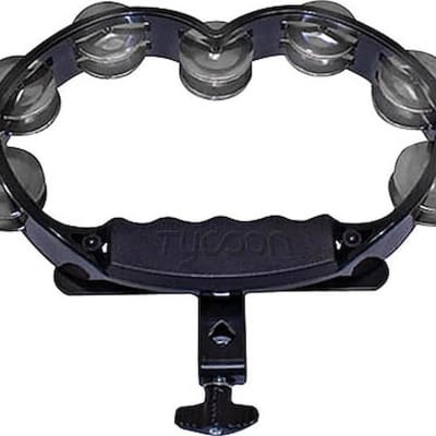 Black Plastic Mountable Tambourine - Bright Steel Jingles image 2