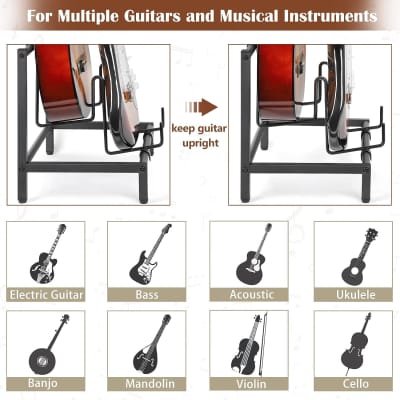 Guitar Stand 4-Tier For Acoustic, Electric Guitar, Bass, Guitar Rack Holder Floor Adjustable For Multiple Guitars, Guitar Amp Accessories, Guitar Holder Display For Room Home Studio (Patent) image 2