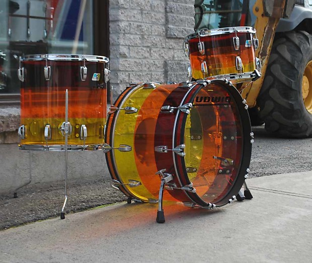 Ludwig Limited Edition Vistalite Reissue Tequila Sunrise Super Classic Outfit 9x13 / 16x16 / 14x22" Drum Set image 2