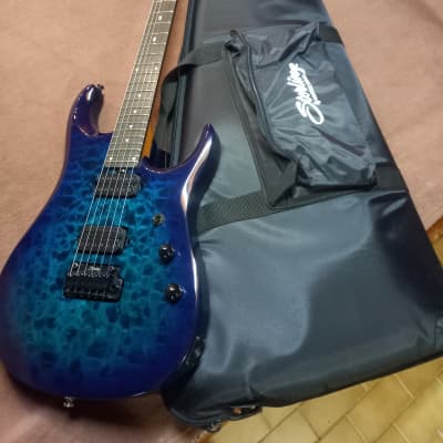 Guitare Sterling By Music Man John Petrucci JP 150 Dimarzio Quilted Maple Cerulean Paradise (bleu neptune lagon) en état neuf image 4