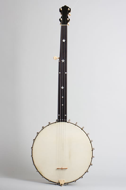 J. E. Dallas  Concert Fretless 5 String Banjo,  c. 1890, ser. #1896, black gig bag case. image 1