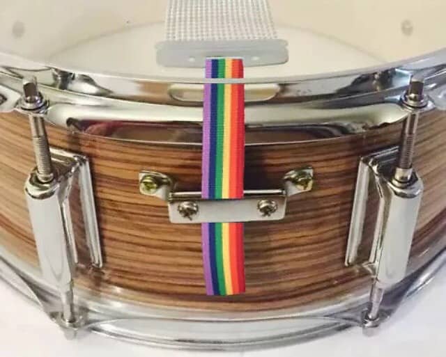 Immagine 2x SnareFlair Drum Percussion Straps Rainbow Festive Flag USA Made Snare Flair Percussion Set of Two! - 1