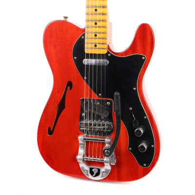 Fender Custom Shop Michigan Mahogany 1968 Telecaster Thinline Journeyman Relic Faded Aged Crimson Transparent 2023 image 6