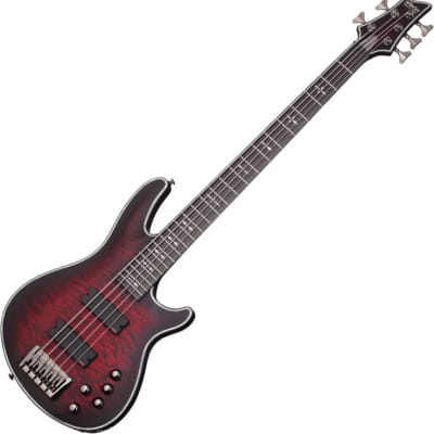 Brand New Schecter Hellraiser Extreme-5 Electric Bass Crimson Red Burst Satin image 2