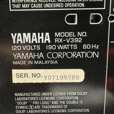 Yamaha RX-V392 Receiver HiFi Stereo 5.1 Channel Home Audio Phono Audiophile image 6